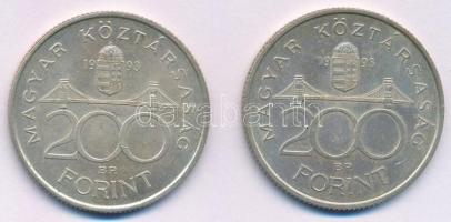 1993. 200Ft Ag "MNB" (2x) T:1-,2 patina
Adamo F13, F13.1
