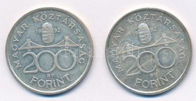 1992. 200Ft Ag "MNB" (2x) T:1-,2 patina
Adamo F13