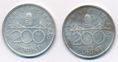 1992. 200Ft Ag "MNB" (2x) T:1-,2 patina
Adamo F13