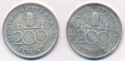 1992. 200Ft Ag "MNB" (2x) T:1-,2 patina
Adamo F13