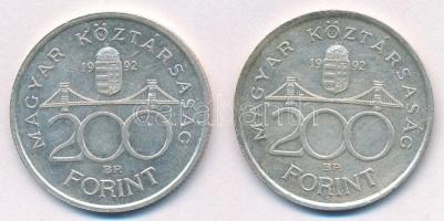 1992. 200Ft Ag "MNB" (2x) T:1-,2 patina
Adamo F13