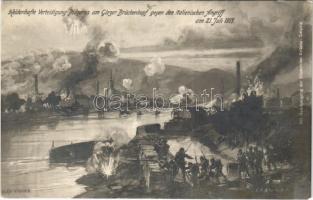 1915 Heldenhafte Verteidigung Podgoras am Görzer Brückenkopf gegen den italianischen Angriff am 21. Juli 1915. / WWI K.u.K. military art postcard + K.U.K. MARINEFELDPOSTAMT S: Alex Kircher