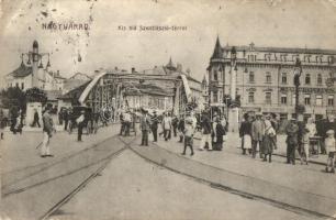 Nagyvárad, Oradea; Kis híd, Szent László tér, Leszámítoló bank, fodrász / bridge, square, hairdresser, bank (EK)