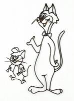 Dixie (Fini) és Mr. Jinks (Kandúr Bandi) fém fali rajzfilm (Hanna-Barbera) figurák, rozsdafoltokkal, kopásnyomokkal, m: 34 cm és 12,5 cm
