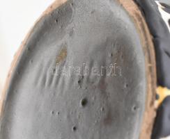 Dekoratív mintás váza, mázas kerámia, Király jelzéssel, tetején sérült, javított, m: 28,5 cm