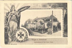 1917 Singen a. Hohentwiel. Vereinslazarett II des Roten Kreuz / WWI German military, Red Cross hospital in Singen, coat of arms, patriotic propaganda (EK)