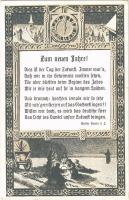 1915 Neujahrswünsche für unsere Krieger / WWI German military art postcard with New Year greetings s: Schlegel (kis szakadás / small tear)