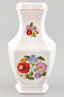 Kalocsai virág mintás porcelán váza, kézzel festett, jelzett, apró kopásnyomokkal, m: 22,5 cm