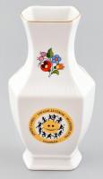 Kalocsai virág mintás porcelán váza, kézzel festett, jelzett, apró kopásnyomokkal, m: 22,5 cm