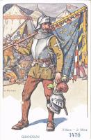 1476 Grandson. Le Soldat Suisse a travers les Ages / Der Schweizer-Soldat im Laufe der Jahrhunderte / Swiss military art postcard s: Ed. Elzingre (EK)