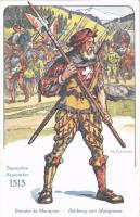 1515 Retraite de Marignan. Le Soldat Suisse a travers les Ages / Der Schweizer-Soldat im Laufe der Jahrhunderte / Swiss military art postcard s: Ed. Elzingre (EK)