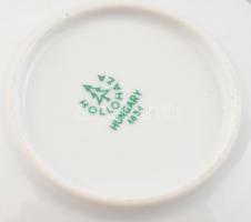 Hollóházi mokkás csésze aljjal, matricás, jelzett, kis kopással