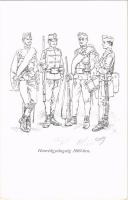 Honvédgyalogság 1869-ben. Honvédség története 1868-1918 / Austro-Hungarian K.u.K. military art postcard, infantry in 1869 s: Garay