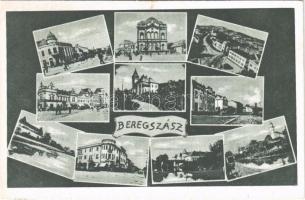 Beregszász, Beregovo, Berehove; mozaiklap zsinagógával / multi-view postcard with synagogue (EK)