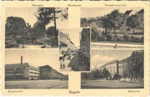 1943 Ungvár, Uzshorod, Uzhhorod, Uzhorod; vár, korzó, Kossuth park, Galagó részlet, Gimnázium / castle, street view, park, grammar school (EK)