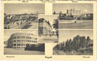 1942 Ungvár, Uzshorod, Uzhhorod, Uzhorod; régi híd, Polgári leányiskola, kolostor, postapalota, vár / bridge, girls school, monastery, post office, castle (EB)
