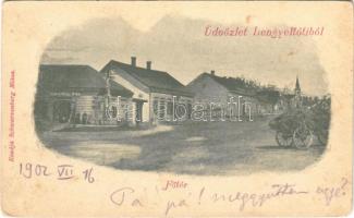 1902 Lengyeltóti, Fő tér, Schwarzenberg Miksa üzlete és saját kiadása (EB)