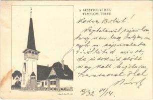 1932 Keszthely, Református templom terve s: Szeghalmy B. + A Keszthelyi Református Szent Egyház Lelkészi Hivatala (EB)