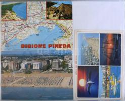 Néhány száz modern képeslap: magyar és külföldi városképek, motívumok, üdvözlők 3 db iratrendezőben ...