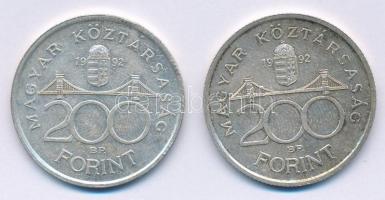 1992. 200Ft Ag "MNB" (2x) T:2 Adamo F13