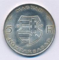 1947. 5Ft Ag "Kossuth" T:1- patina Adamo F8.1