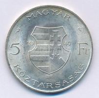 1947. 5Ft Ag "Kossuth" T:1- patina Adamo F8.1