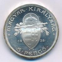 1938. 5P Ag "Szent István" T:1- patina Adamo P8.1