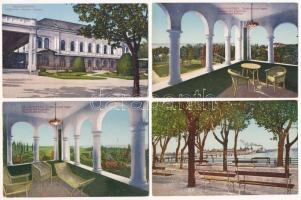 Balatonfüred, Erzsébetudvari loggia, gyógyterem, parti sétány - 4 db régi képeslap / 4 pre-1945 postcards