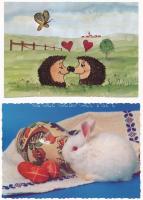 34 db MODERN megíratlan üdvözlő motívum képeslap / 34 modern unused greeting motive postcards