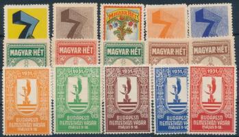1928-1931 Magyar-hét a nemzetközi vásáron 3 db levélzáró sor (15 db)