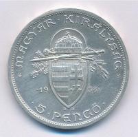 1938. 5P Ag "Szent István" T:1- ph.
Adamo P8.1