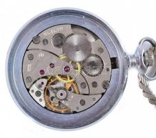 Molnija mechanikus zsebóra, fém lánccal, újszerű állapotban. d: 50 mm