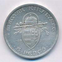 1938. 5P Ag "Szent István" T:2 patina
Adamo P8.1