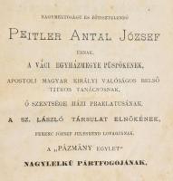 Laicus Fülöp: Silvio. Regény a mentanai napokból. Ford. a váczi növendékpapság ,,Pázmány-egylete. Vác, 1876, Nyomatott Serédy G. siketn(éma) iparint(ézet) könyvnyomdájában. Első és második kötet egy kötetben. Későbbi félvászon kötésben, foltos címlapokkal, második kötet egyik lapja ragasztott szakadással.