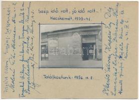 Kecskemét, "Szép idő volt, jó idő volt! 1939-41" Rihocsek József szatócs üzlete, Kőbányai polgári sörök, bor, sör és pálinka. "Találkoztunk: 1956. IX. 8." Lapra ragasztott fotó (fa)