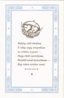 Boldog, akit életében e világ nagy tengerében az örökös végezet... Kifaludy K., Kner I. Gyoma / Hungarian love poem art postcard