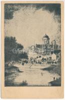 1934 Esztergom, Bazilika. Buzárovits Gusztáv kiadása s: Bajor Ágost (ázott / wet damage)