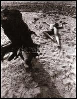 cca 1975 A szörny és a szépség találkozása, szolidan erotikus felvételek, 16 db vintage NEGATÍV, 36x...