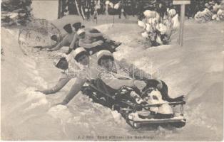 1910 Sport dHiver, En Bob Sleigh / Téli sport, irányítható bobszán / Controllable bob sled, winter sport (EB)