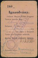 1944 Magyar Zsidók Központi Tanácsa igazolvány meghosszabbítva majd visszavonva fénykép nélkül