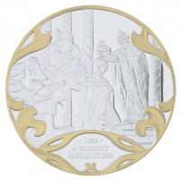 DN A Szent Korona évezrede - A kereszt elferdülése 1638 aranyozott, ezüstözött Cu emlékérem tanúsítvánnyal (40mm) T:PP