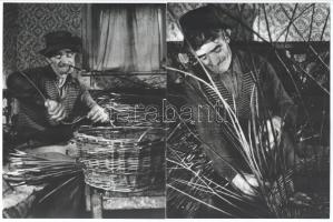 cca 1978 Kosárfonó, 2 db jelzés nélküli, de a szerző által feliratozott vintage fotó Menesdorfer Lajos (1941-2005) budapesti fotóművész hagyatékából, 24x18 cm