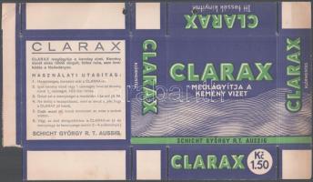 cca 1930 Clarax vízlágyító papírdoboza