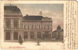 1904 Eger, új városháza, gyógyszertár, Lázár Jónás és Társa üzlete. Baross nyomda (EM)