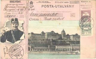 1906 Budapest I. Királyi vár. Posta-Utalvány montázs (fa)