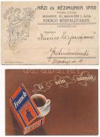 2 db RÉGI magyar reklám motívum képeslap: Franck, Fehér József házi és kézimunka ipar / 2 pre-1945 Hungarian advertising motive postcards