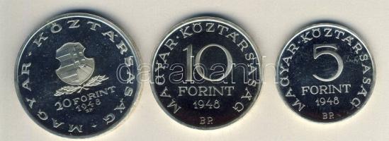 1948. 5Ft Ag, 10Ft Ag, 20Ft Ag "Szabadságharc" sor T:PP R!