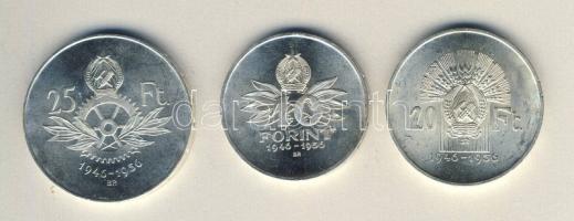 1956. 10Ft Ag, 20Ft Ag, 25Ft Ag "10 éves a Ft" sor T:1/2,2
