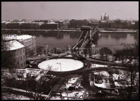 1986 Budapest, a budai sikló építése, környezeti városképpel együtt, 42 db vintage NEGATÍV, 24x36 mm