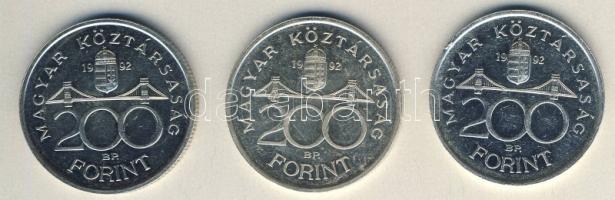 1992. 200Ft Ag "MNB" (3x) T:BU,2